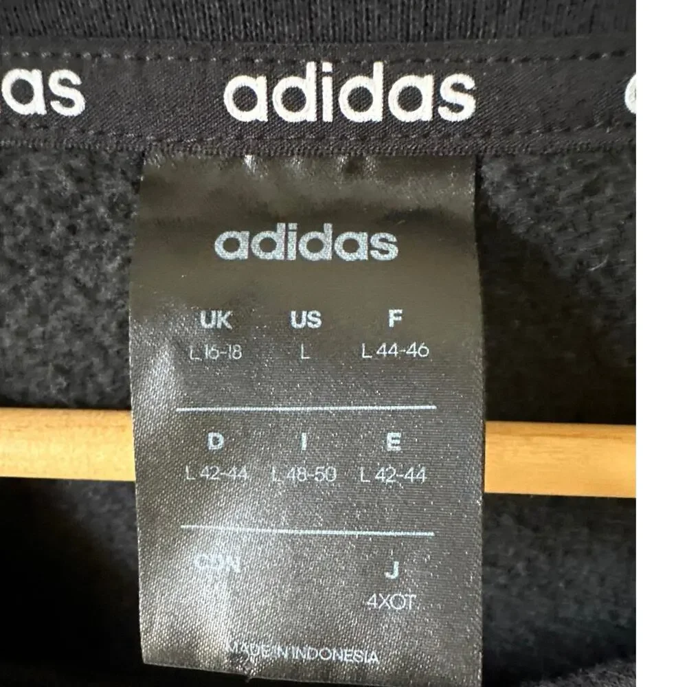 Adidas Sweatshirt Adult Medium Black Pullover Three Stripes Fleece Pullover